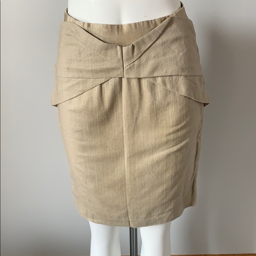 Anthropologie Girls from Savoy khaki linen skirt 2